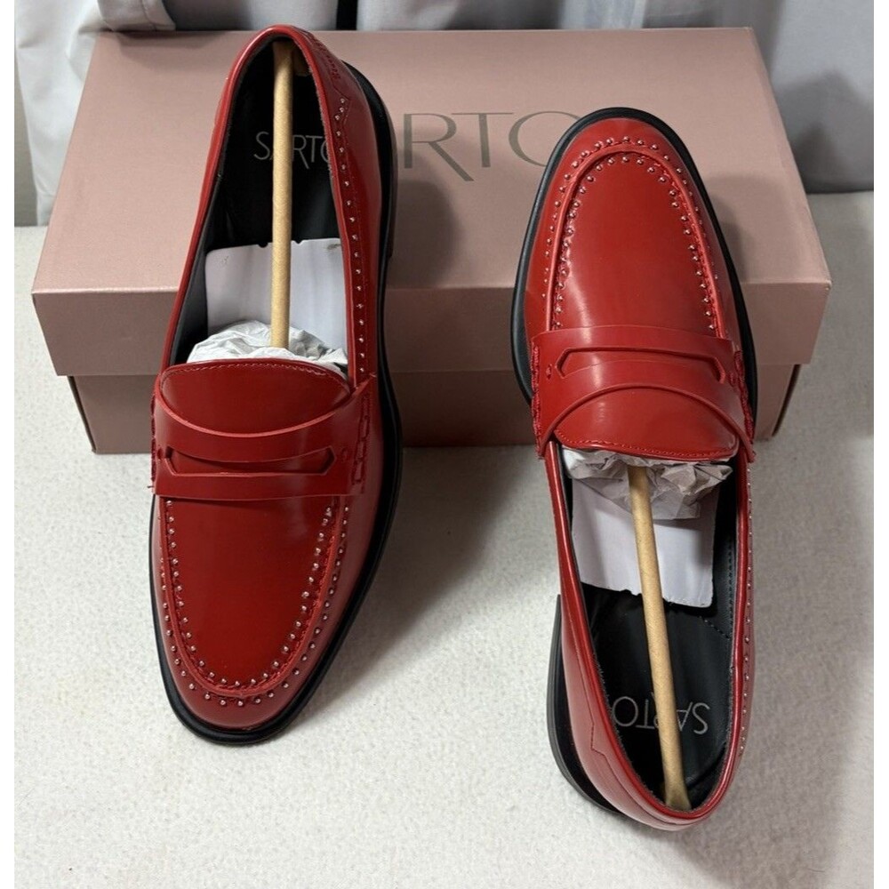 Franco Sarto Red Leather Penny Loafers